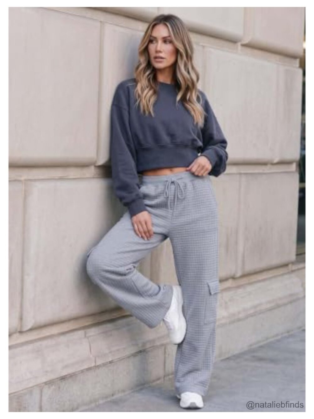Wide Leg Cargo Sweatpants with Pockets High Rise Women's Casual Lounge - Picture 4 of 6